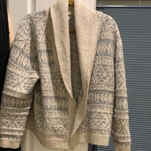 Lucky Brand Cream and Gray Cardigan Sweater